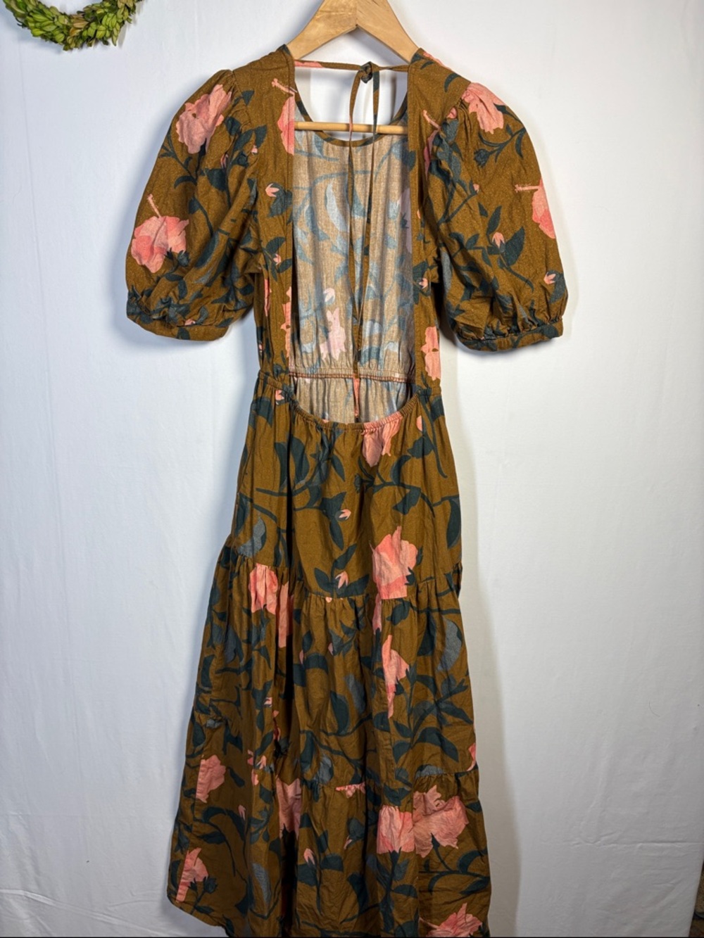 ANTHROPOLOGIE CONDITIONS APPLY Floral Maxi Backless Brown Dress size small - Picture 3 of 9